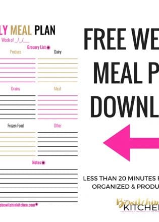 Meal Planning Worksheet Download! Make your weekly meal plan easy with this menu plan printable! This makes eating healthy easy! Fail to plan, plan to fail! |thebewitchinkitchen.com