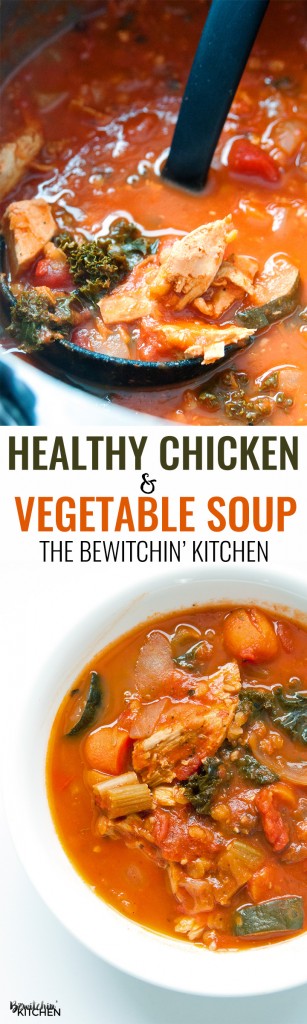 Healthy Chicken Vegetable Soup. Talk about healthy recipes made easy! Plus a secret ingredient that transforms all soups to "the best soup ever". | thebewitchinkitchen.com #chickendotca