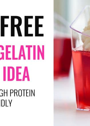 Homemade gelatin cups. This healthy snack idea is so easy and takes minimal effort. This low calorie recipe is only 35 calories FOR THE WHOLE THING plus 9g of protein. I love super easy dessert and snacks! | thebewitchinkitchen.com