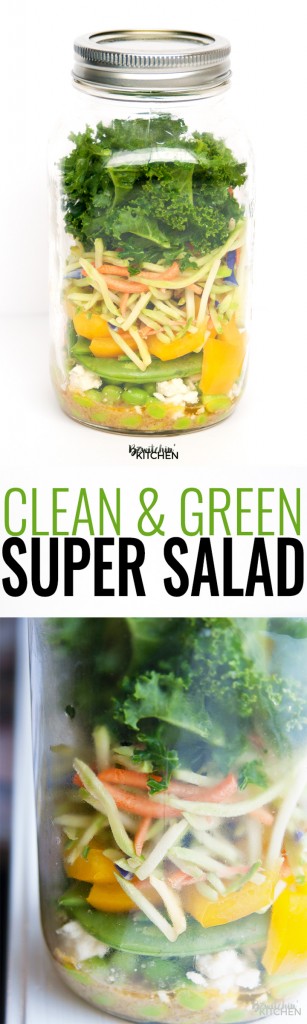 Super Salad - a great recipe for people who don't love salads. This clean eating mason jar salad is easy to prepare and is super yummy with the tangy vinaigrette. | thebewitchinkitchen.com