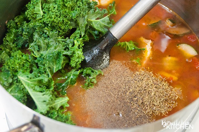 Healthy Chicken Vegetable Soup. Talk about healthy recipes made easy! Plus a secret ingredient that transforms all soups to "the best soup ever". | thebewitchinkitchen.com