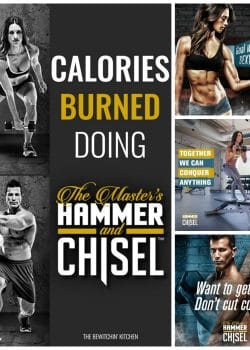 This blog tells you how many calories are burned doing The Master's Hammer and Chisel. She uses a heart rate monitor to calculate it. Hammer is Chisel is a Beachbody program from the trainers Sagi Kalev (Body Beast) and Autumn Calabrese (21 Day Fix and 21 Day Fix Extreme).