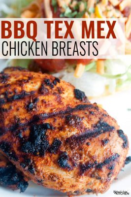 Try this recipe at your next BBQ! Barbecued Tex Mex Chicken, a healthy bbq recipe that is full on flavor! I love the southern flavors of chili, cumin and the twist with brown sugar. Serve with a tostada topped with lettuce, cheddar cheese, greek yogurt and salsa. PS - it's 21 Day Fix approved!