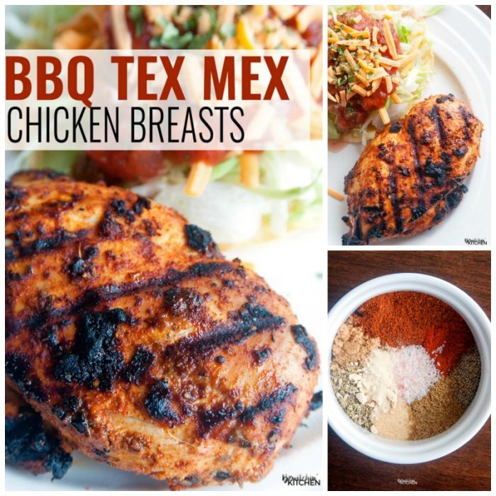 Try this recipe at your next BBQ! Barbecued Tex Mex Chicken, a healthy bbq recipe that is full on flavor! I love the southern flavors of chili, cumin and the twist with brown sugar. Serve with a tostada topped with lettuce, cheddar cheese, greek yogurt and salsa. PS - it's 21 Day Fix approved!