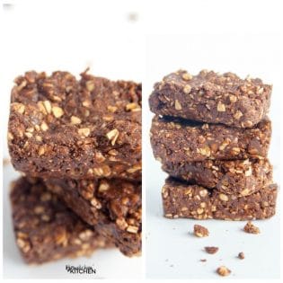 No bake chocolate Shakeology bars. A no bake dessert that makes for a healthy snack with steel cut oats, brown rice syrup, nut butter and fudgy superfoods! Plus they're totally 21 Day Fix approved (and all beachbody container system approved).
