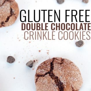 You'll never believe these Chocolate Crinkle Cookies are gluten free! Gluten Free Double Chocolate Cookies - yum! Dark chocolate, butter, chocolate chips, vanilla all make this chocolate cookie recipe to die for!