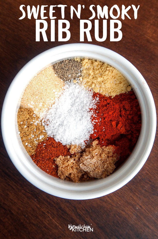 This sweet and smoky rib rub is perfect for summer bbq's. Not only is this great on ribs but it's super yummy on grilled chicken too. Try it the next time you barbecue! | thebewitchinkitchen.com