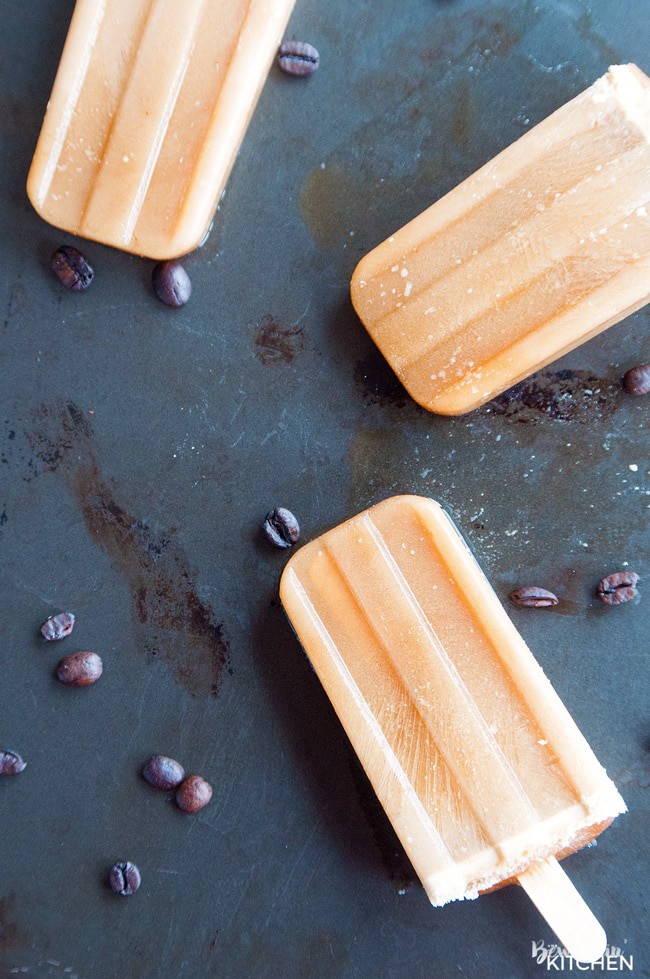 Two ingredient creamy paleo coffee popsicles. These ice pops are so easy to make, I used my paleo coffee creamer recipe to make this refreshing summer dessert/snack.