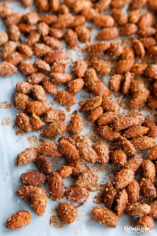 Savory Almond Mix. These oven roasted are the perfect blend of sweet, salty and spicy. I can't stop eating them! Spiced nuts are a favorite snack of mine.