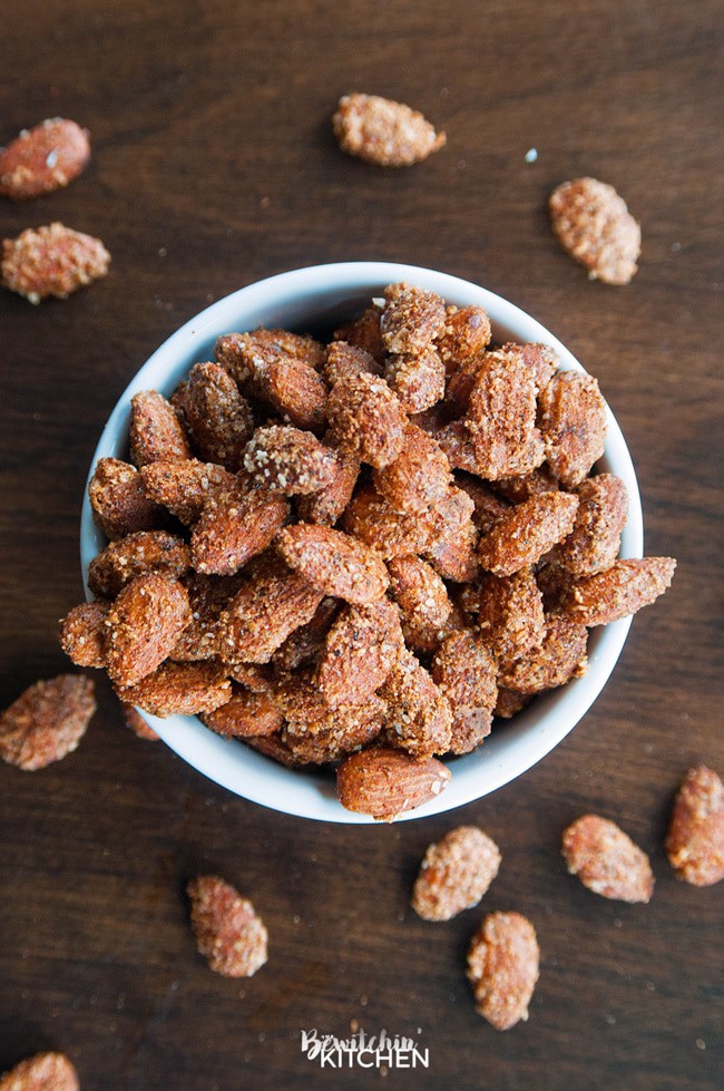 Savory Almond Mix. These oven roasted are the perfect blend of sweet, salty and spicy. I can't stop eating them! Spiced nuts are a favorite snack of mine.