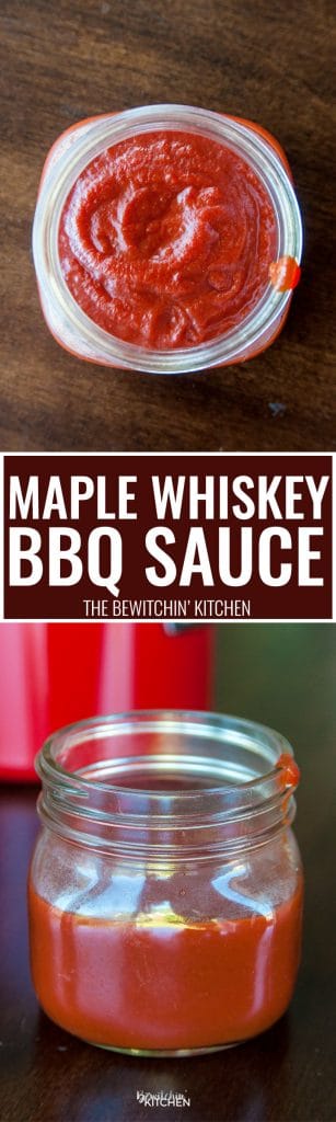 Maple Whiskey BBQ Sauce. This easy homemade barbecue sauce recipe goes great on grilled chicken and ribs. The sweet taste of maple with the bite of whiskey, all whisked together with a tangy tomato base.