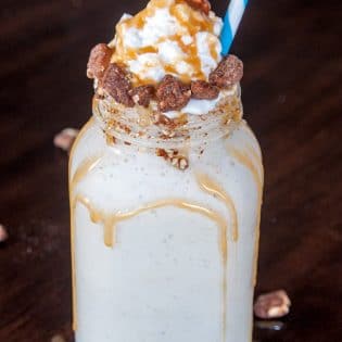 Whiskey Praline Milkshake - can't decide between cooling off in the summer or warming up for the winter, this boozy dessert is the best of both worlds.