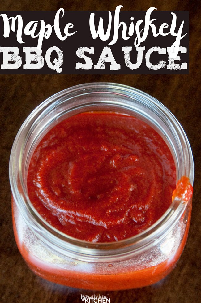 Maple Whiskey BBQ Sauce. This easy homemade barbecue sauce recipe goes great on grilled chicken and ribs. The sweet taste of maple with the bite of whiskey, all whisked together with a tangy tomato base.