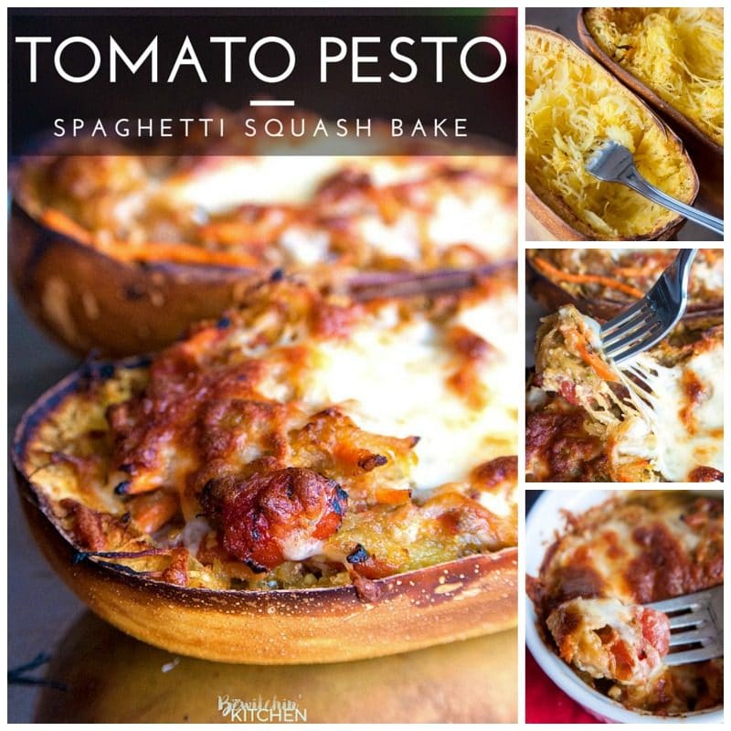 Tomato Pesto Spaghetti Squash Bake 