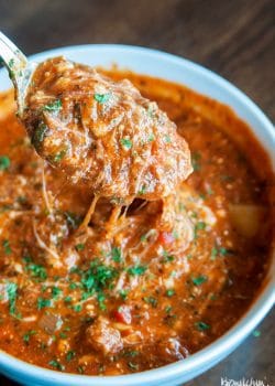 Gluten Free Lasagna Soup. This soup is AWESOME and super cheesy. A fall soup favorite that actually tastes like lasagna, and easy enough to toss in the slow cooker!