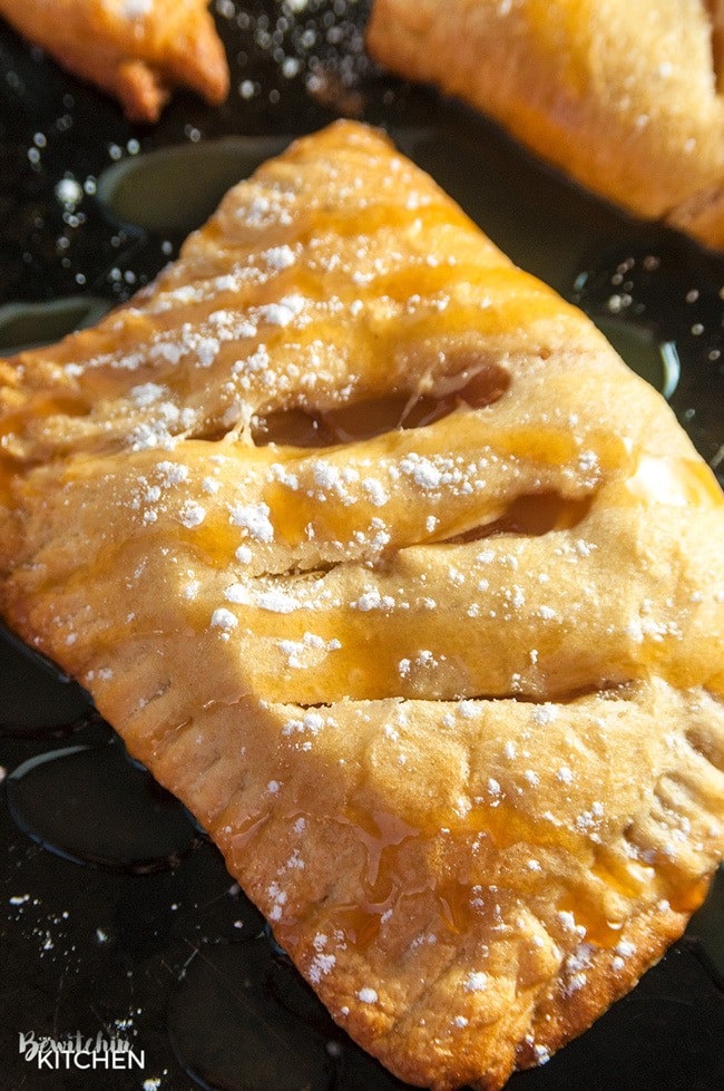 closeup of caramel apple turnover