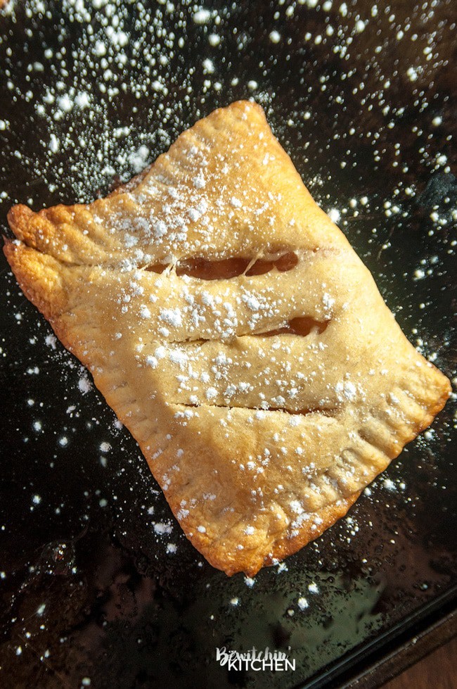 apple hand pie dusted with powdered sugar