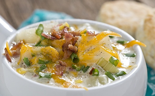 Potato and Bacon Chowder via The Bewitchin Kitchen