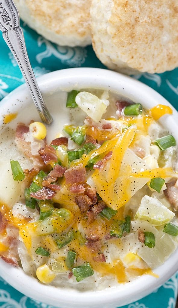 Potato Bacon Chowder - a delicious fall soup that's easy and hearty. via The Bewitchin Kitchen