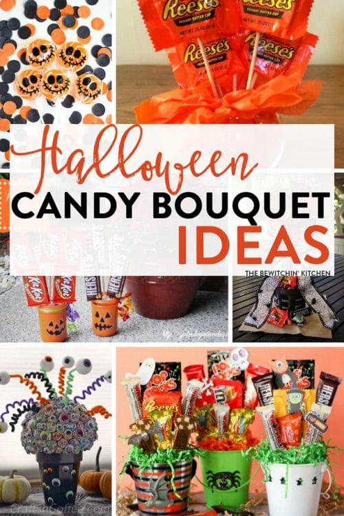 Halloween Candy Bouquet Ideas - 7 easy DIY candy bouquets for fun Halloween party decor or special trick or treaters. 