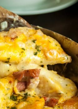 skillet pierogi bake with bacon and cheese