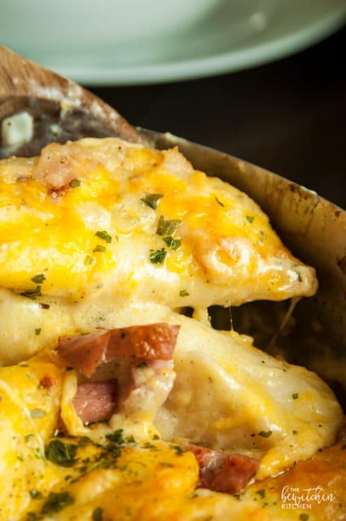 skillet pierogi bake with bacon and cheese