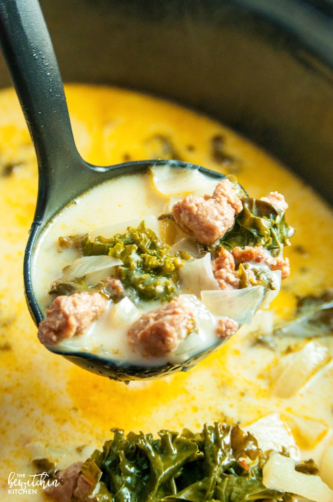 Crock Pot Zuppa Toscana Sausage Potato Soup - Simply Happy Foodie