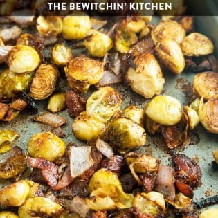 Balsamic Bacon Brussels Sprouts - this healthy side dish is an easy one pan recipe that goes great with chicken, steak or Christmas dinner.