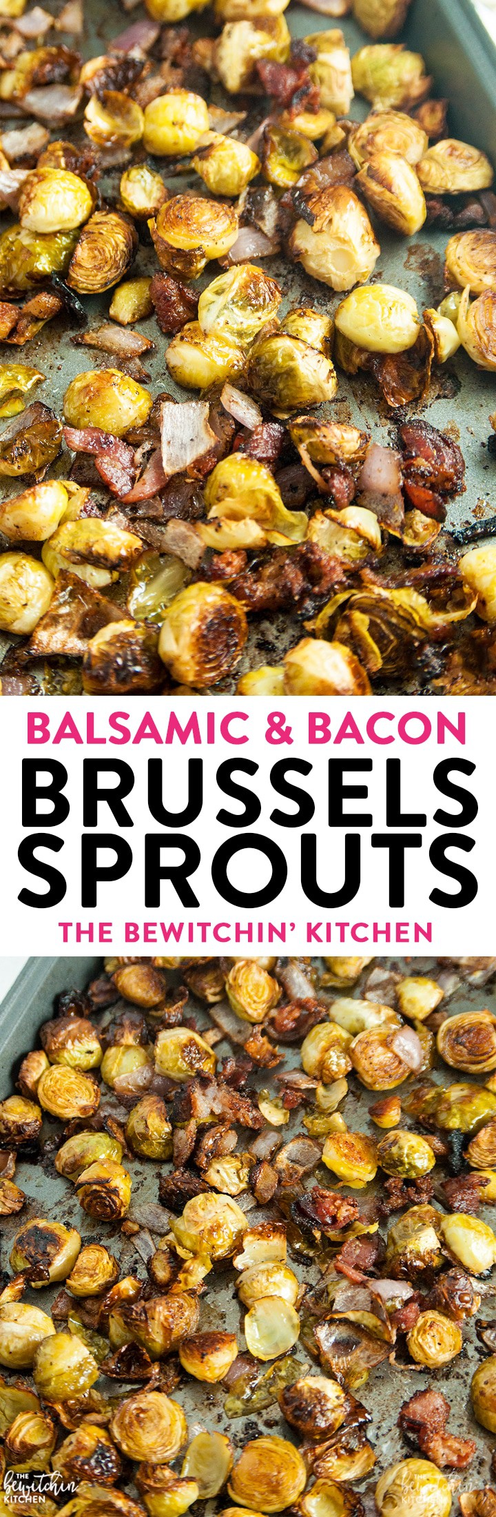 Balsamic Bacon Brussels Sprouts - this brussel sprouts healthy side dish is an easy one pan recipe that goes great with chicken, steak or Christmas dinner.