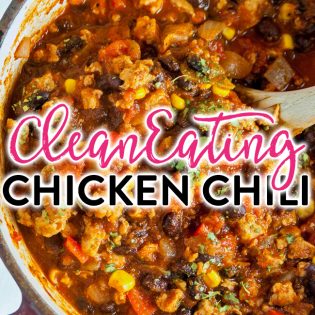 Clean Eating Chicken Chili - this hearty and healthy chili recipe is lightened up with ground chicken and is 21 day fix approved. It can be classified as paleo, depending on how strict your follow the diet.