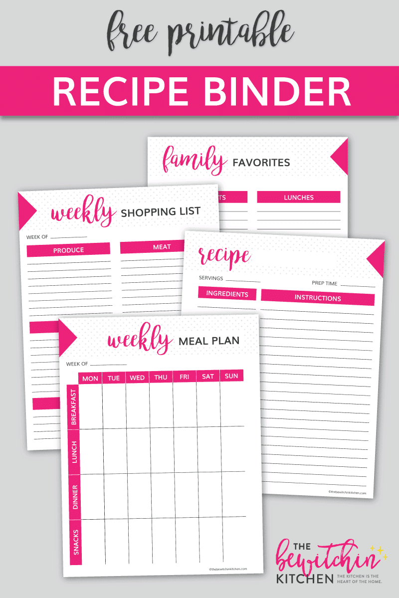Recipe Binder Sheet Printable US Letter size Inserts PDF 97
