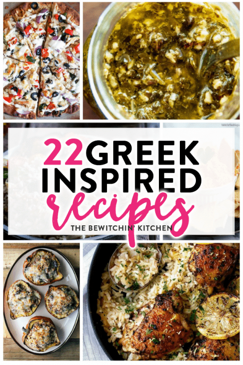 22 Greek Inspired Recipes - from appetizers to soups to dinner recipes. If you love greek food, then you'll love this recipe round up. | thebewitchinkitchen.com