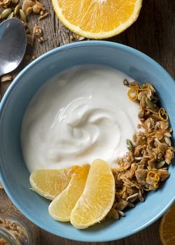 Good For You Kefir Bowl with Citrus Buckwheat Granola - a healthy breakfast or snack idea.