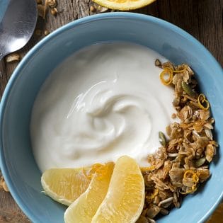 Good For You Kefir Bowl with Citrus Buckwheat Granola - a healthy breakfast or snack idea.