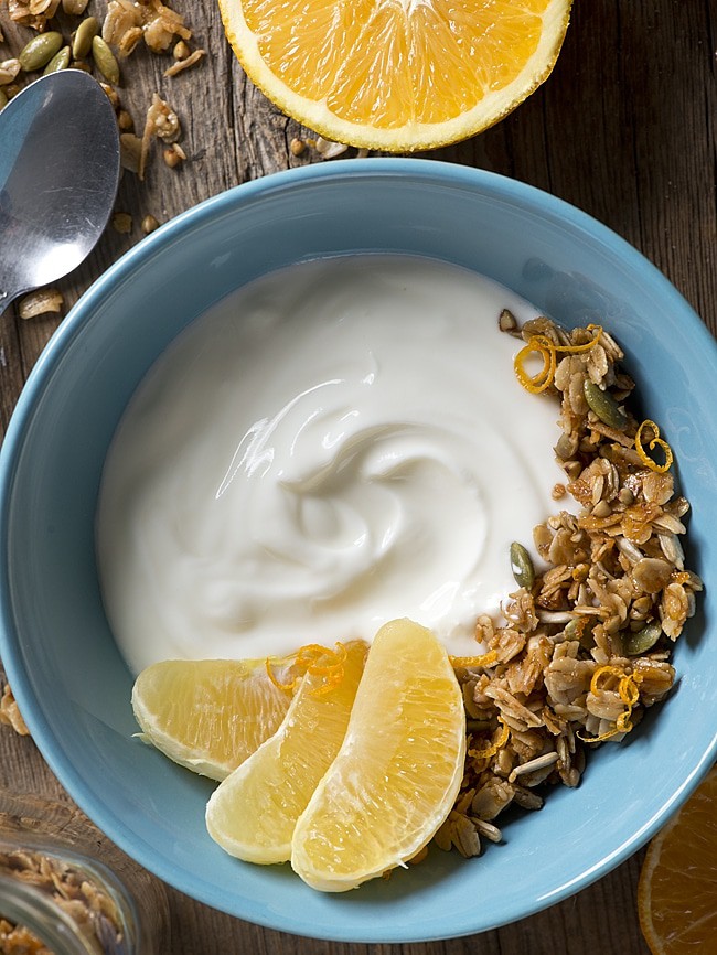 Good For You Kefir Bowl with Citrus Buckwheat Granola - a healthy breakfast or snack idea. 