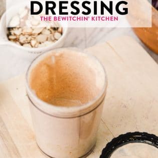 This creamy vegan almond dressing is easy to make and goes well with winter bowl recipes. Homemade salad dressings not just healthy, but simple to make! This recipe follows the guidelines of the paleo diet, 21 Day Fix and other Beachbody programs and if you omit the honey it is Whole30 approved as well.