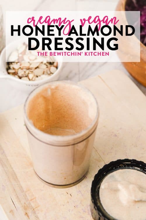 This creamy vegan almond dressing is easy to make and goes well with winter bowl recipes. Homemade salad dressings not just healthy, but simple to make! This recipe follows the guidelines of the paleo diet, 21 Day Fix and other Beachbody programs and if you omit the honey it is Whole30 approved as well.