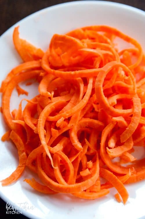 Spiralized Sweet Potato for stir fry