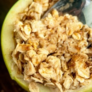 Baked Apple Oatmeal Bowls - an easy breakfast recipe that's ready in under a minute, healthy, and has no clean up! Plus 7 apple hacks.