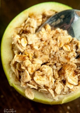 Baked Apple Oatmeal Bowls - an easy breakfast recipe that's ready in under a minute, healthy, and has no clean up! Plus 7 apple hacks.