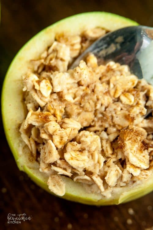 Baked Apple Oatmeal Bowls - an easy breakfast recipe that's ready in under a minute, healthy, and has no clean up! Plus 7 apple hacks. 