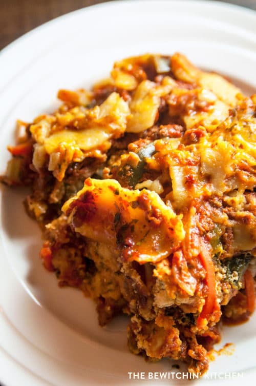 Healthy Crockpot Lasagne. This vegetable loaded lasagna recipe is made in the crockpot (or slowcooker) so it's easy and less work! Make it ahead of time for an easy weekday dinner.