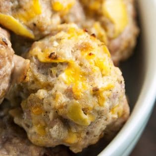 Loaded Pork Meatballs - these pork balls are jam-packed with cheddar and apple making this a comfort food favorite. It's gluten free too, a great week night dinner recipe.