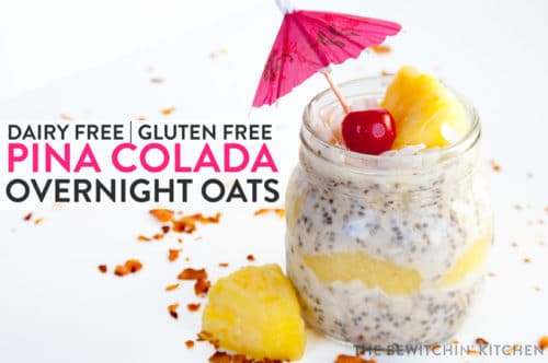 Pina Colada Overnight Oats recipe - This dairy free, gluten free and refined sugar free treat is delicious served warm or cold. This tropical dessert works great as a breakfast or a snack.