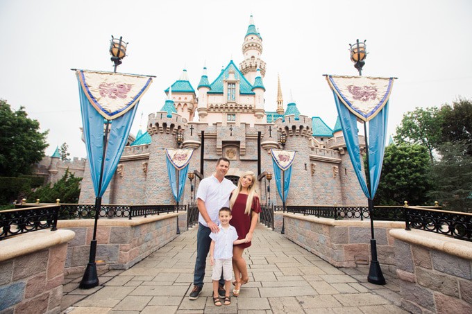 Family photos at Disneyland Sleeping Beauty Castle