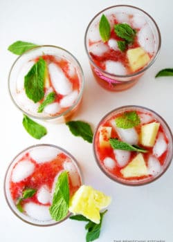 Pineapple Mojito Mocktail with Strawberry Puree