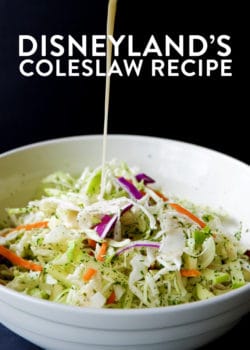 Disneyland Coleslaw Recipe. This summer coleslaw recipe is direct from Disneyland. Cabbage, carrots, apples and a sweet and tangy coleslaw dressing. Yum!