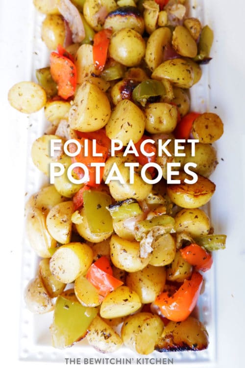 Classic and easy foil packet potatoes. This healthy grilled potatoes recipe uses potatoes, herbs, garlic, and bell peppers.