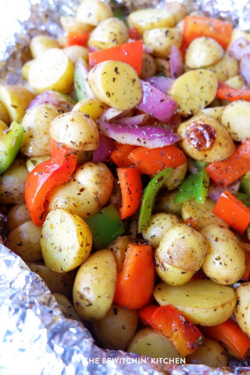 Herb and garlic grilled potatoes