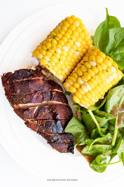 Mocha Rub Grilled Chicken with maple dijon dip. This BBQ chicken recipe uses a unique dry rub that mixes coffee grounds and cocoa powder. It makes for a smokey BBQ flavor.